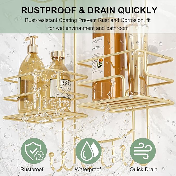 SRIWATANA Shower Caddy Hanging, Bathroom Organizer, No Drilling Shelves Over - Image 3