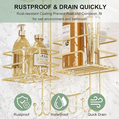SRIWATANA Shower Caddy Hanging, Bathroom Organizer, No Drilling Shelves Over - Image 3