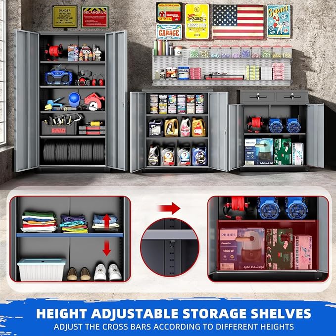 INTERGREAT Metal Storage Cabinet, Tall Steel Storage - Image 3