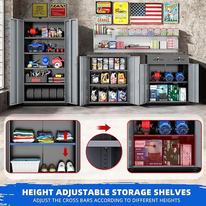 INTERGREAT Metal Storage Cabinet, Tall Steel Storage - Image 3