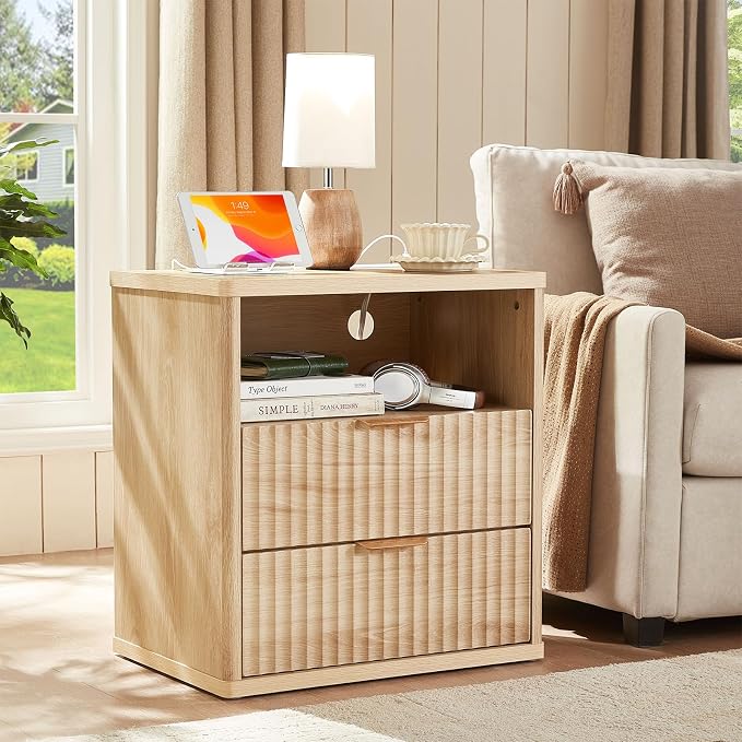 LEYAOYAO Fluted Nightstand Set of 2 - Image 2