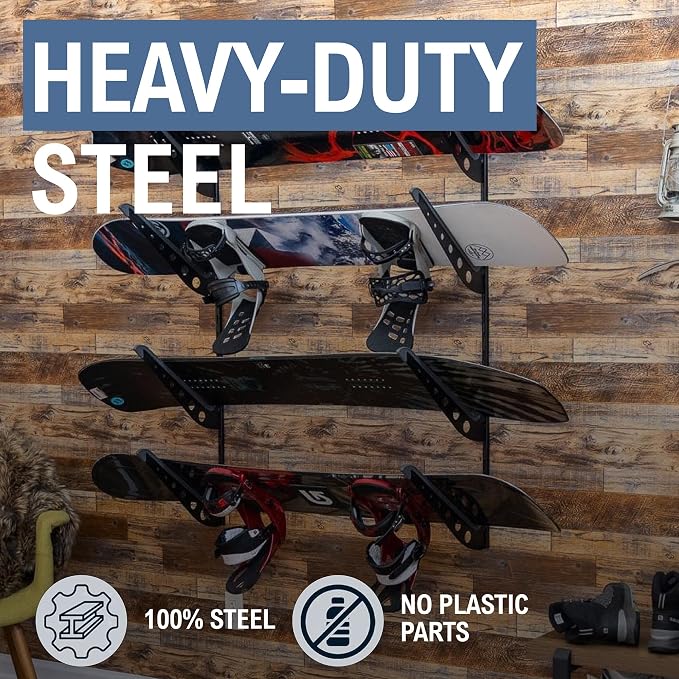 StoreYourBoard Adjustable Snowboard Storage Rack, Wall Mount 4 Board Display - Image 5