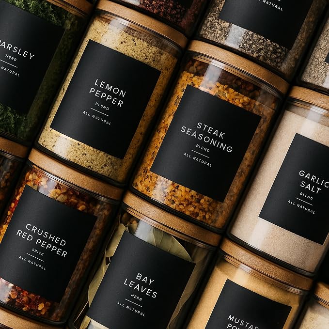 230 Black Spice Labels by ThreeKin | Waterproof & Oil-Resistant Pre-Printed - Image 3