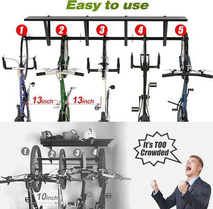 Bike Storage Rack with Shelf, Bike Wall Mount Garage Stand, Bike Hanger Storage - Image 3