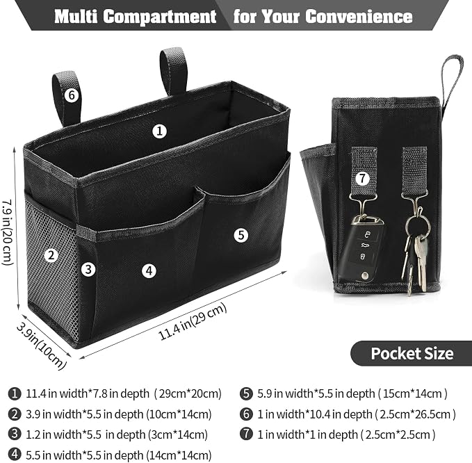 Bseash Bunk Bed Organizer, Bedside Caddy Hanging Bed Organizer Storage Bag - Image 2