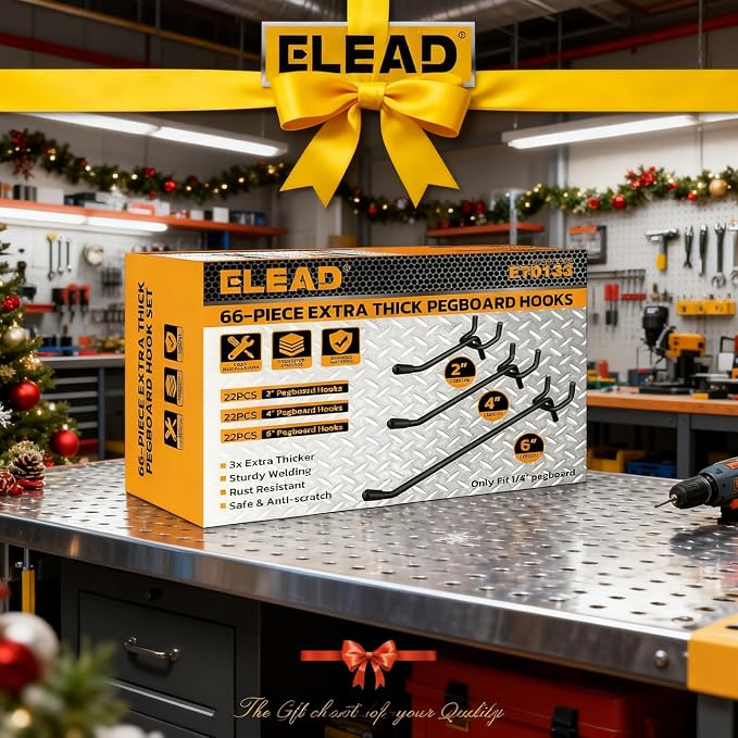 ELEAD 66-Piece 2/4/6 Inch Extra Thick Pegboard Hooks, Heavy Duty Peg Board - Image 8