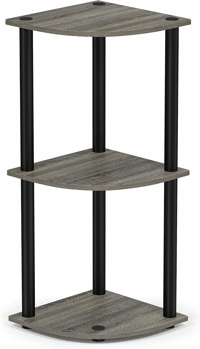 Furinno TURN-N-TUBE Corner Shelf, 3-Tier Corner Bookshelf, Display Storage - Image 4