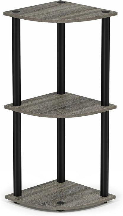 Furinno TURN-N-TUBE Corner Shelf, 3-Tier Corner Bookshelf, Display Storage - Image 4
