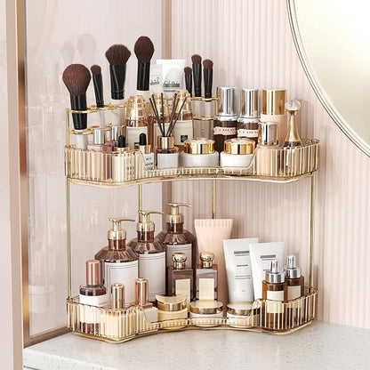 BEFSOP Corner Bathroom Counter Organizer, Upgraded 2-Tier Makeup Organizer by Homelifeassistant