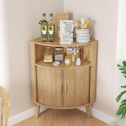 Bathroom Corner Storage Cabinet, 31.5''H Small Floor Corner Cabinet - Image 8