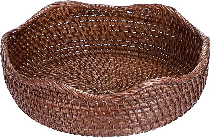 Hipiwe 10" Round Key Tray for Entryway Table Handwoven Wicker Basket Bowl | by Hipiwe