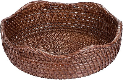 Hipiwe 10" Round Key Tray for Entryway Table Handwoven Wicker Basket Bowl | by Hipiwe
