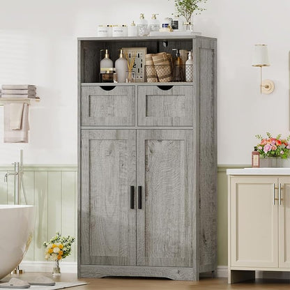 Iwell Storage Cabinet with 2 Drawers & 2 Adjustable Shelves, Kitchen Cabinet - Image 2