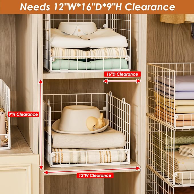 5-Tier Stackable Closet Storage Shelves, Closet Organizers and Storage Basket - Image 4