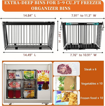 Large Freezer Organizer Bins，Upgraded Bottom Leak-Proof net，Fit 5 to 9 Cu Ft - Image 4
