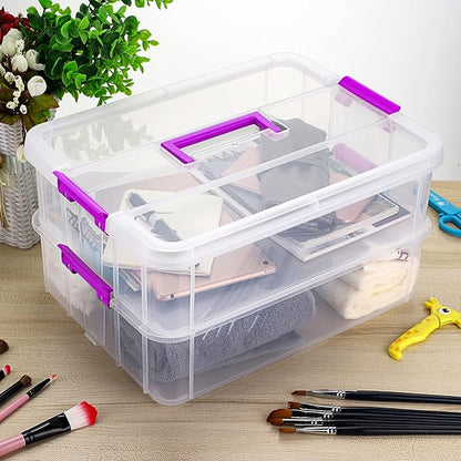 BTSKY 2 Layer Stack & Carry Box, Plastic Multipurpose Portable Storage - Image 5