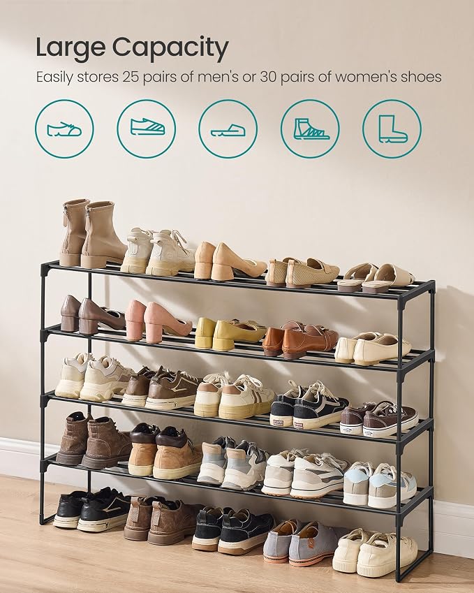 SONGMICS Shoe Rack, 4-Tier Shoe Organizer, Metal Storage Shelf, Upright or - Image 6