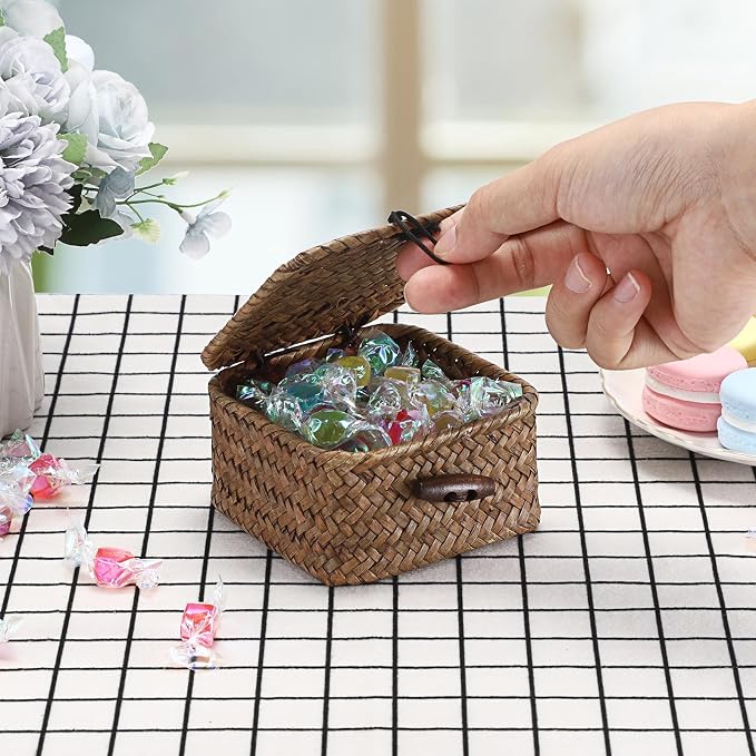 Hipiwe Mini Seagrass Basket Wicker Shelf Baskets - Image 4