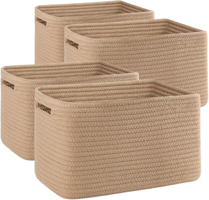 OIAHOMY 4 Pack Storage Baskets for Organizing, Cube Storage Bins for Shelves by MasterofSpaceOptimization