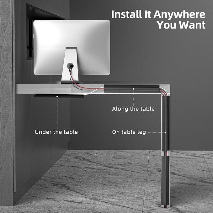 YECAYE 94.2in Cable Management, Cable Organizer, Adhesive Mount Cord Organizer - Image 3