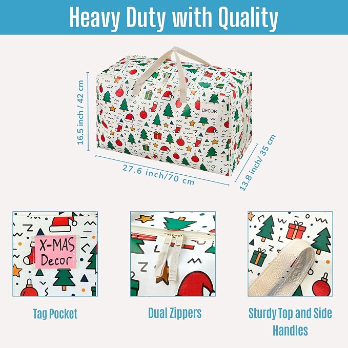 VENO 2 Pack Moving Bags and Large Christmas Decoration Storage Bins - Image 3