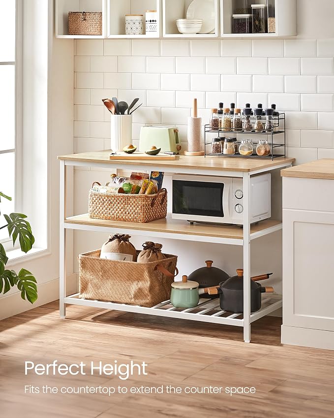 VASAGLE Kitchen Island with 3 Shelves, 47.2 Inches Width Kitchen Shelf with - Image 7