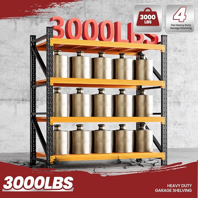 48" Wide Storage Shelves, 2000LBS Garage Shelving Heavy Duty, Standing Shelf - Image 9