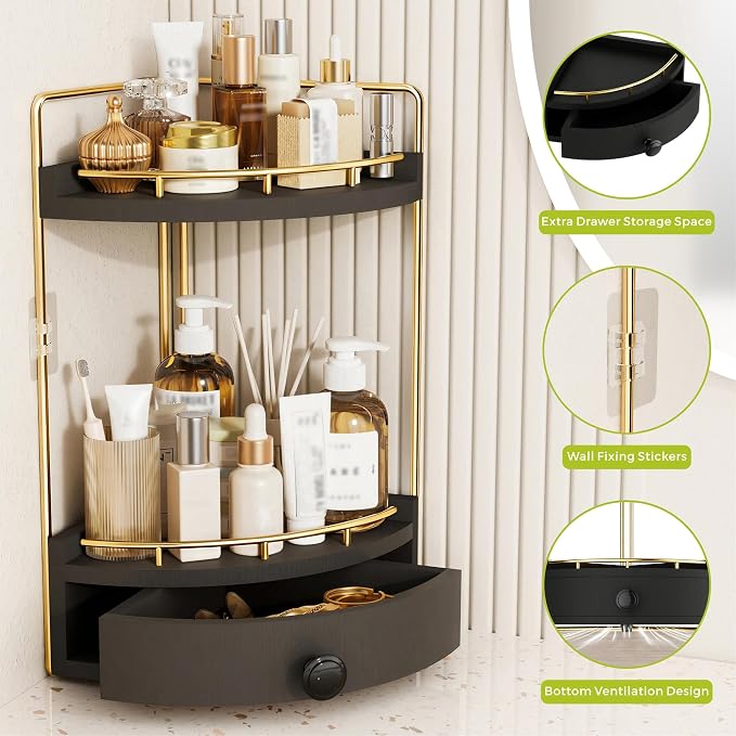 2-Tier Corner Bathroom Counter Organizer - Image 4