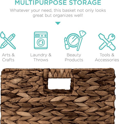 Best Choice Products 13x13in Pack of 5 Cube Storage Baskets, Water Hyacinth - Image 5