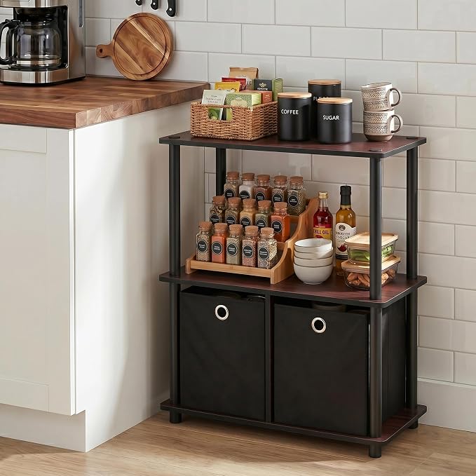 Furinno TURN-N-TUBE Storage Shelves, 3-Tier Toolless Book Shelf - Image 2