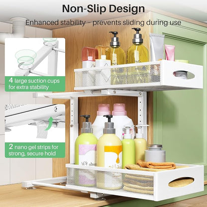 Under Sink Organizer, 2 Tier Pull out Cabinet Organizer Baskets - Image 6