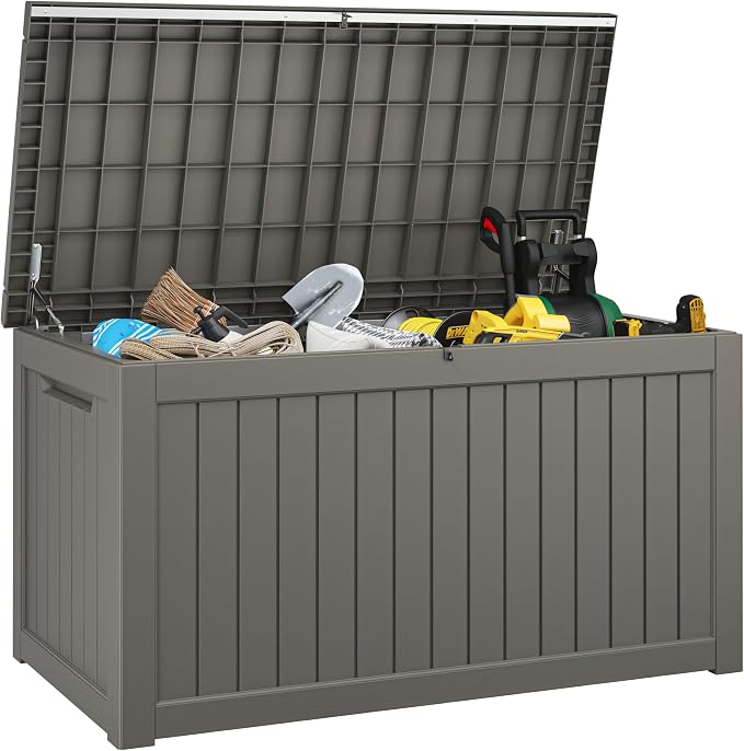 Outdoor Storage Box, 230 Gallon Deck Box, Waterproof and UV Resistant Large by LHBGO