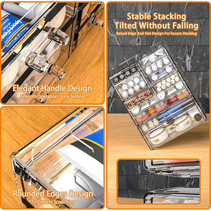 Cq acrylic Clear Stackable Storage Drawers, Plastic Makeup Organizer and - Image 4