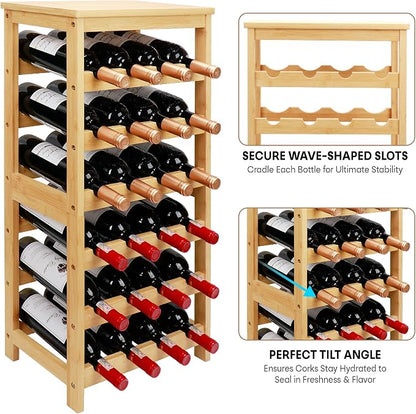 Wine Rack Free Standing Floor, 6-Tier 24 Bottles Display Wine Storage Shelves - Image 5
