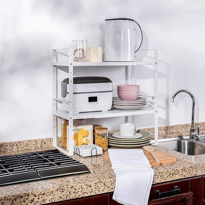 Across-Star Expandable Cabinet Shelf Organizer Rack, Stackable Kitchen Counter - Image 7