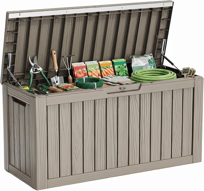 86 Gallon Deck Box, Lockable Waterproof Outdoor Storage Boxes by MAIUSCOLI