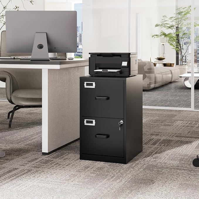 2 Drawers File Cabinet Metal Vertical Filing Cabinets Metal Lockable Storage - Image 6