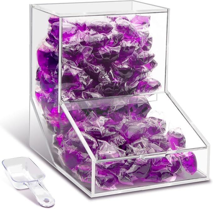 Laundry Pods Container with Spoon, Acrylic Candy Dispenser with 2 Lid, by Unknown