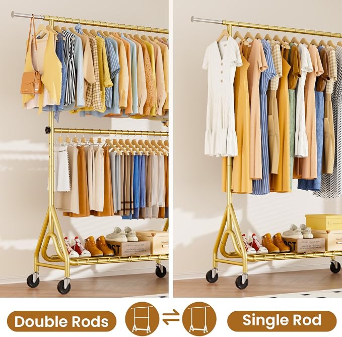 Double Rods Clothing Rack, Heavy Duty Clothes Rack - Image 3