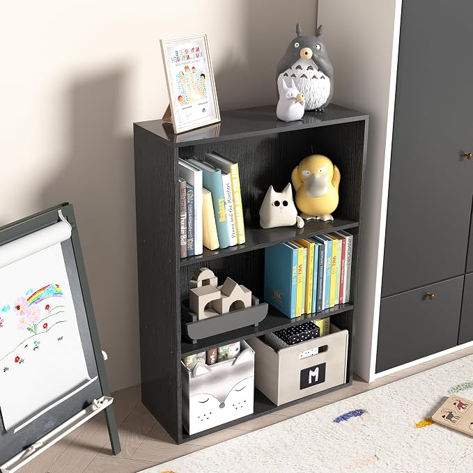 Wooden 3 Cube Storage Organizer, 3 Tier Low Bookcase Storage Display Organizer - Image 5