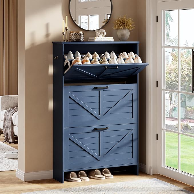 Nicetree Shoe Cabinet for Entryway, 3 Flip Drawers Shoe Storage Cabinet by Nicetree