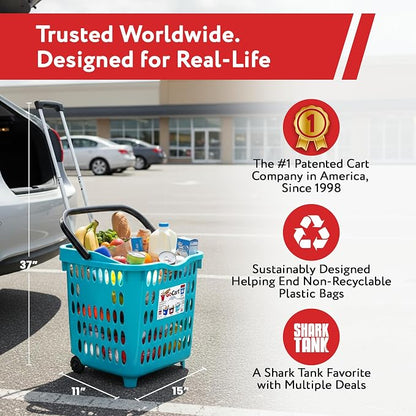 dbest products Bigger GoCart Grocery Cart Rolling Shopping Laundry Basket on - Image 3