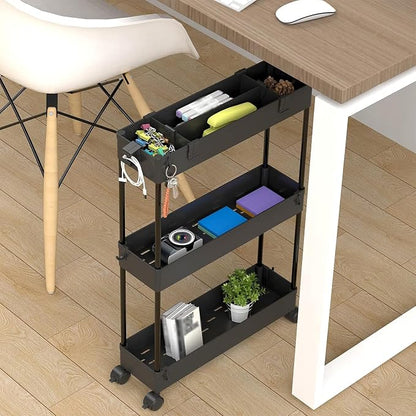 SPACELEAD 2-piece Set Slim Storage Cart 3 Tier, Bathroom Organizer Rolling - Image 7