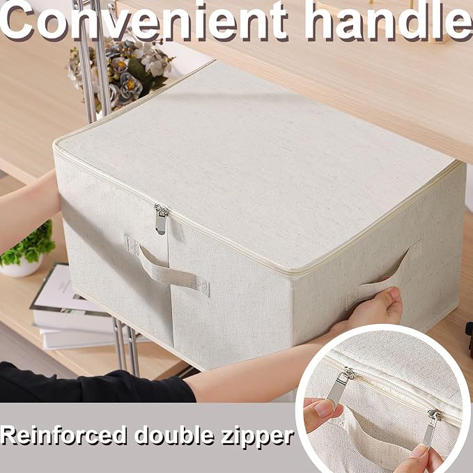 Underbed Storage Box with Lid, Foldable Clothes Organizers, Fabric Bins - Image 7
