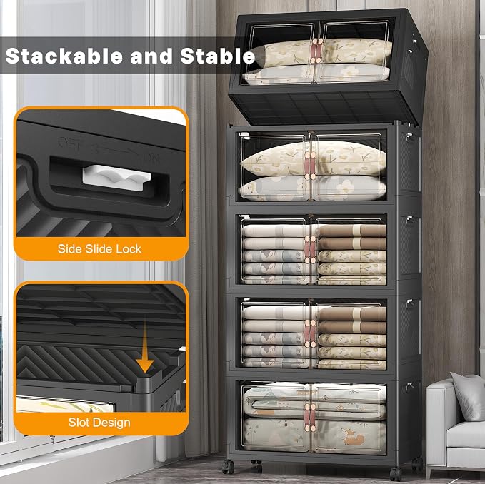 UAMFURI Stackable Storage Bins, 875QT Collapsible Drawers - Image 3