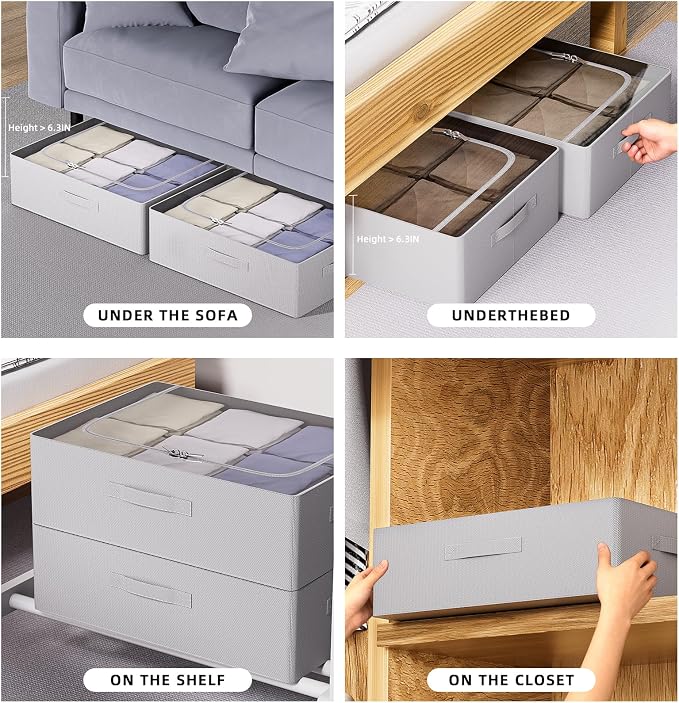 CYhom Under Bed Storage Bins Frame Storage Box Oxford Fabric Sturdy Underbed - Image 3
