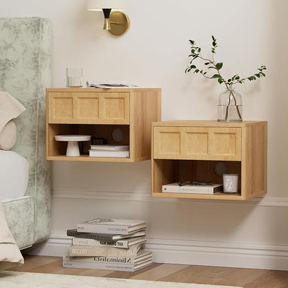 Farmhouse Floating nightstands Set of 4, Small Wall Mounted Storage Cabinet - Image 3