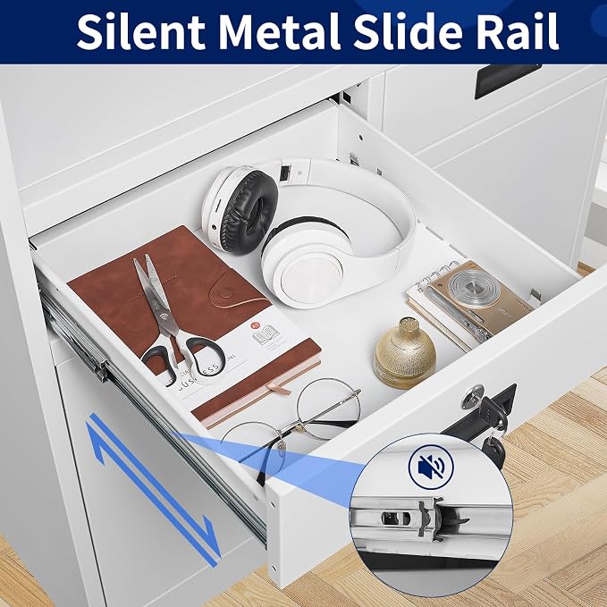 Yizosh Locking Cabinet with 2 Drawers, Metal Storage Cabinet with Locking Doors - Image 5