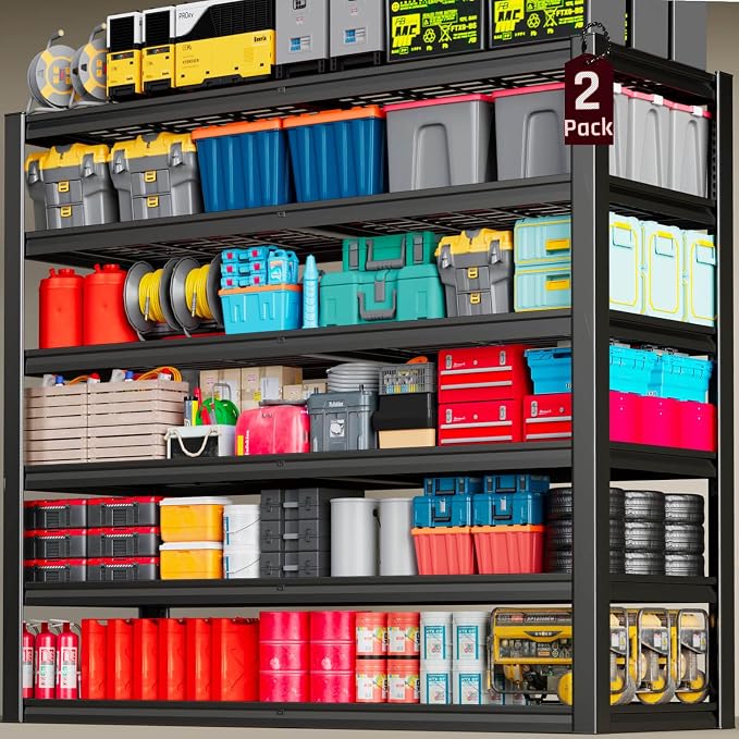 65" Wide Heavy Duty Garage Shelving Units, 6-Tier Deep Storage Shelves by SKZNSA