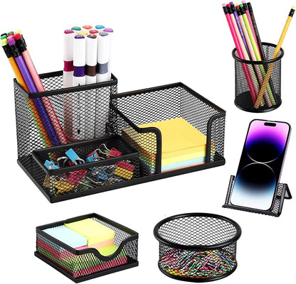 Mesh Pen Holder for Desk Pencil Holders 5 Pieces Desk Organizer Office Supplies by Byjoph